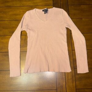 Soho Apparel V-Neck Sweater in Soft Pink